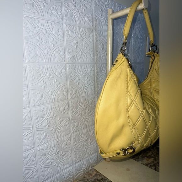 Charles David Yellow Quilted Leather Hobo Bag - Picture 3 of 5